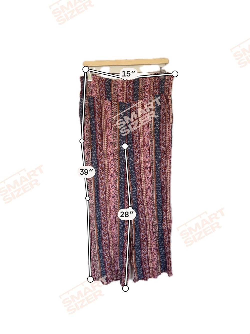Bohemian Striped Wide-Leg Pants in Pink & Navy - Picture 2 of 6